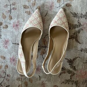 Ann Taylor Pink & White Tweed Shoes for Evangeline Gal Meets Glam Dress size 8